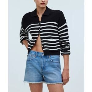 Madewell Women's Bonavie Wash Rigid Relaxed Mid-Length Denim Shorts Size 33